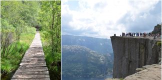 Norwegen – Roadtrip vom Strand Orrestranda bis zum Preikestolen Aussicht vom Preikestolen auf den Fysefjord