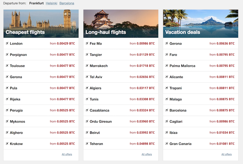Flüge und Hotels mit Bitcoins buchen